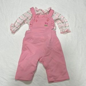Children’s Pink Overalls and Knit Shirt Set
